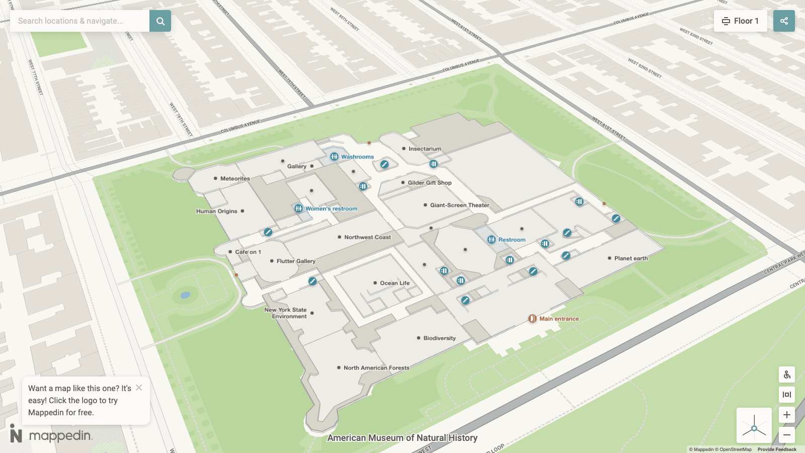 American Museum of Natural History map preview